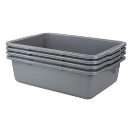 Teyyvn 4 Packs Plastic Bus Tubs, Gray Large Utility Bus Box/Commercial Tote Box, 32 L