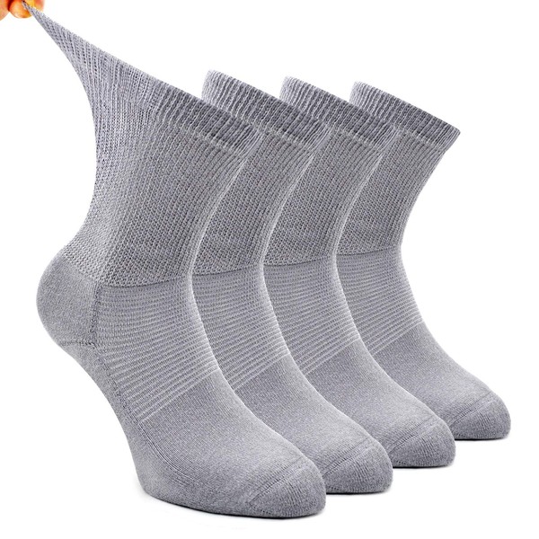 Busy Socks Dress Socks for Men Size 10-13, Extra Wide Width Mesh Breathable Anti Blister Stretchy Socks Light Gray 4 Pack Large