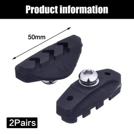 2 Pairs Road Brake Pads V Bike Brake Pads 50 mm Bike Caliper Brake Blocks Set for bicycle with Hex Nut Installation Tool Caliper Brake Blocks for Road Bikes Mountain Bicycles Black