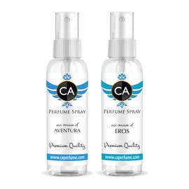 CA Perfume Impression of (Aventura + Eros) Travel Size Sample Fragrance Refillable Atomizer Long Lasting Eau de Parfum (Cologne) Sprayer / 2 Fl Oz/ 60 ml