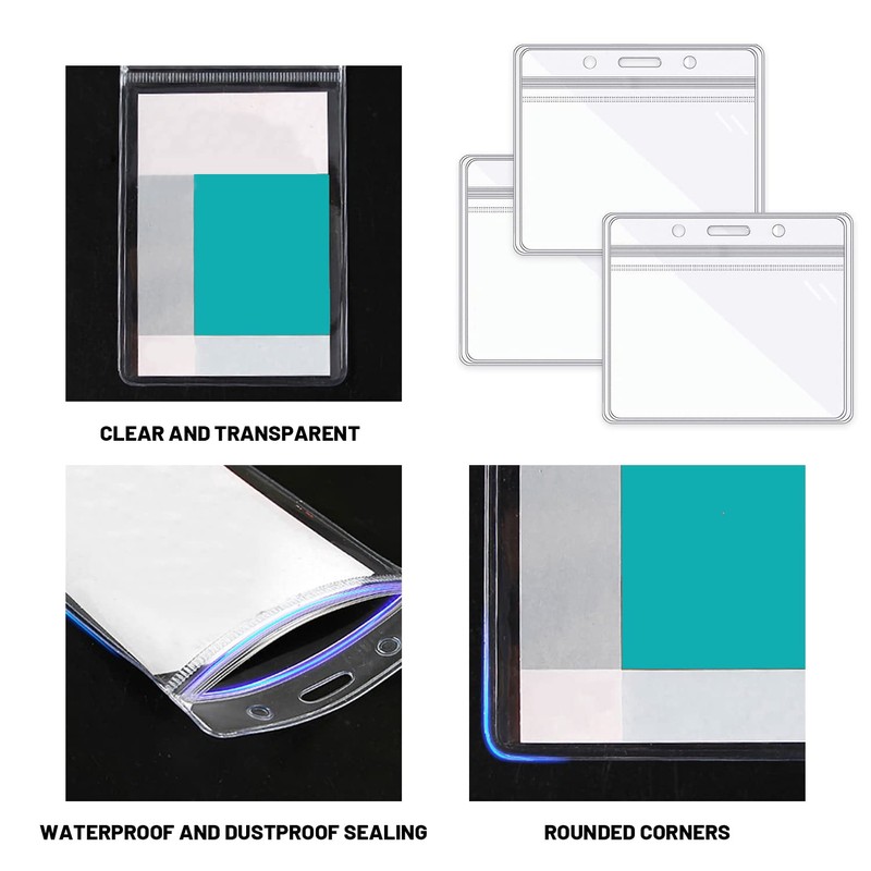 15 Pack Clear Card Holder with Clip, Badge Holder, Badge