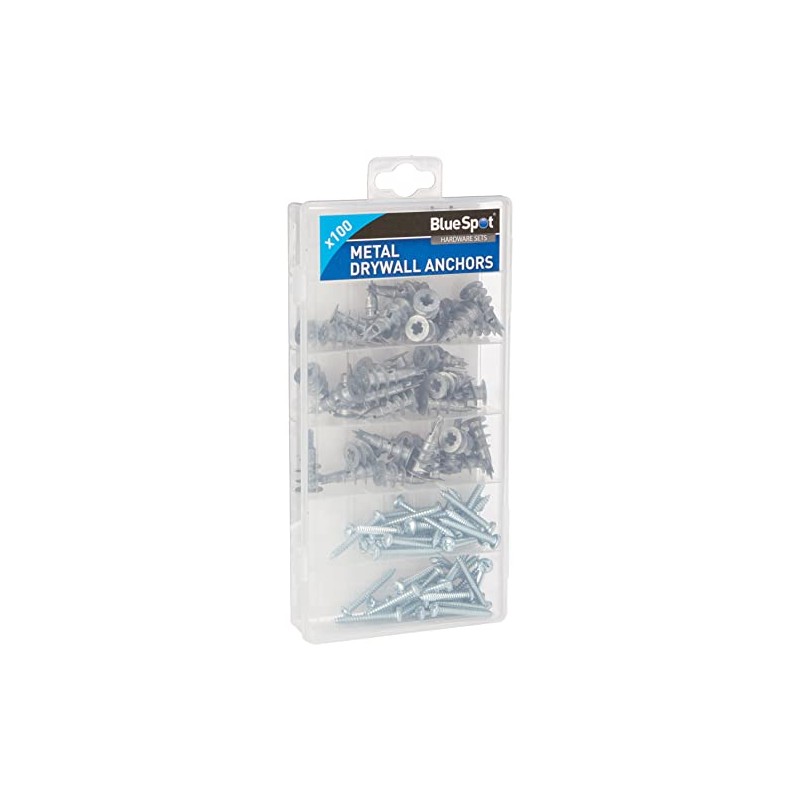 Blue Spot 40572 100 PCE Assorted Metal Drywall Anchor and