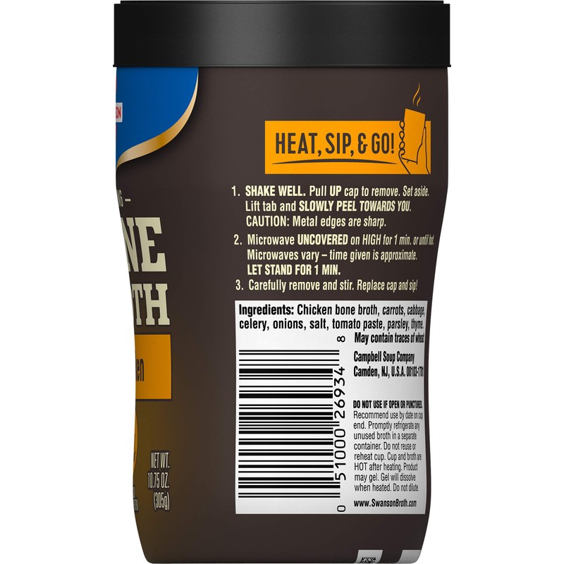 Swanson Sipping Bone Broth, Chicken Bone Broth, 10.75 Ounce Sipping