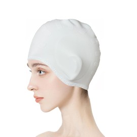 VANOLU Silicone Swim Cap for Long Hair Women & Men, 3D Ear Protection, Waterproof Anti-Slip Swimming Cap for Adults Teens