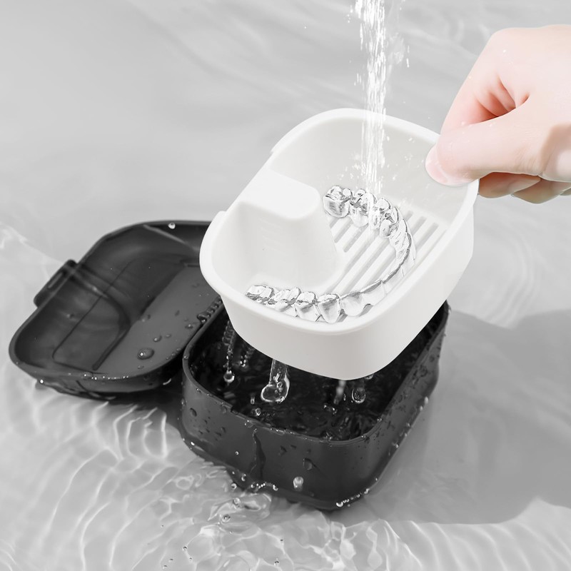 Denture Box with Strainer, Denture Box, Prosthesis Box, Retainer Container