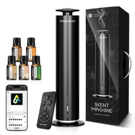Waterless Scent Diffuser Starter Kit with 5 Scent Essential Oils, Covers 2000 Sq Ft, Cold Air Diffusers for Home, Hotel, Office, Aromatherapy Diffuser with Adjustable Mist, Timer, App & Remote Control