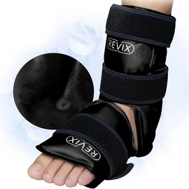 REVIX Full-Wrapped Foot Ankle Ice Pack with 3 Straps, Reusable Cold Packs for Ankle, Foot, Gel Ice Pack Long-lasting Cold - Color: Black
