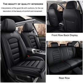 Cscevt 5 Seat Covers for Honda Accord 2003-2017 Leather Car Seat Covers Waterproof Anti-Slip Car Seat Protectors Comfort Premium Automotive Seat Covers with Airbag（Standard,Classic Black）