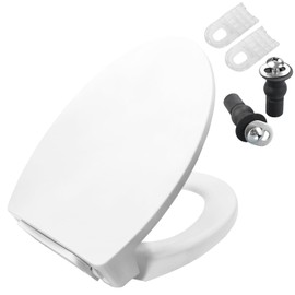 SS114 Elongated Toilet Seat Compatible with TOTO SS113/SS154/SS224/SS204, Traditional Elongated Heavy Duty Toilet Seat with Toilet Seat Bolts and Nut, ‎Cotton White