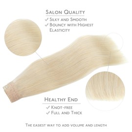 WENNALIFE Wire Hair Extensions (Increase 50% Lifespan) Real Human Hair 16 inch 95g Bleach Blonde Remy Hair Invisible Transparent Wire Fish Line Straight Reusable Natural Extensiones De Cabello Humano