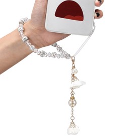 Hemobllo Cell Phone Straps Creative Crystal Flower Pendant Charm Cute Pocket Keychain Strap for Car Key Purse Decoration (White)