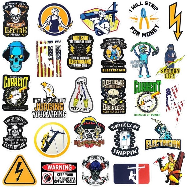 100 Pack ELECTRICIAN WELDER Hard Hat Stickers HardHat Decals Lineman