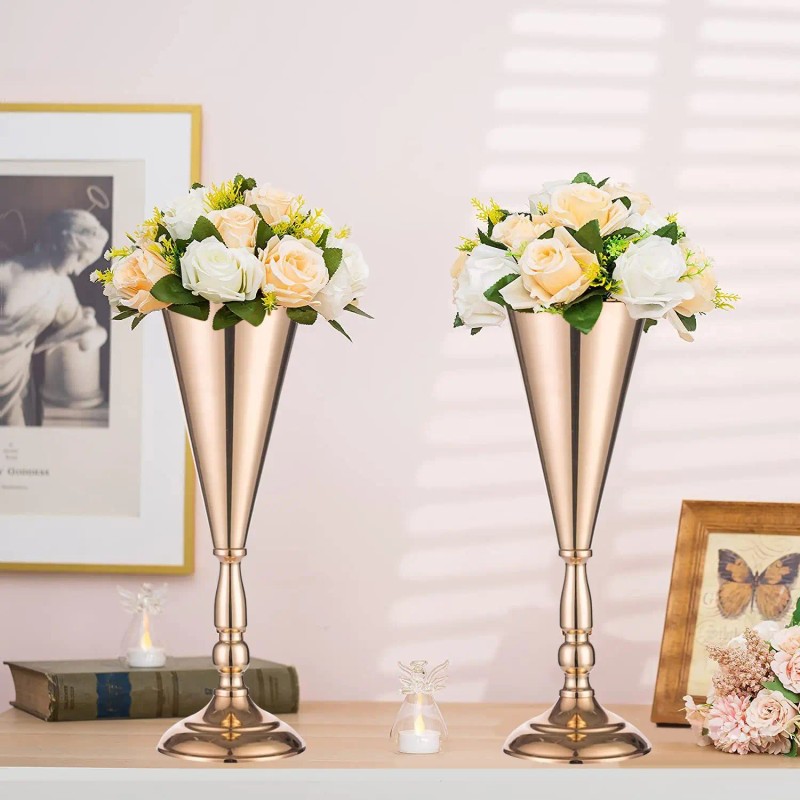 14 Tall Golden Metal Tabletop Vase Wedding Flower Display Stand