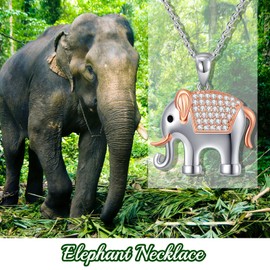YOAIYOJIA 925 Sterling Silver Elephant Necklace for Women Diamond Elephant Pendant Necklace Lucky Elephant Jewelry Gift