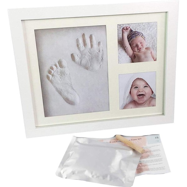 Newborn Baby Handprint/Footprint Picture Frame Kit. Perfect Gifts, Memorable Keepsakes Decorations, Premium Clay & Wood Frame