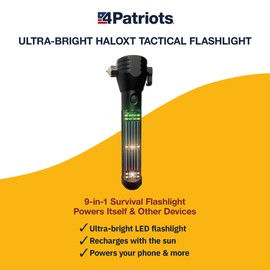 4Patriots HaloXT Emergency Solar Tactical Flashlight: Multi-Functional with Power Bank - 4 Pack