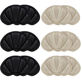 Tsathoggua Shoe Insoles for Heel, Heel Protection for Shoes, Ergonomic Heel Pads, Shoe Heel Pads, Heel Cushion, Complete Pack of 6 Pairs (Black, Beige)