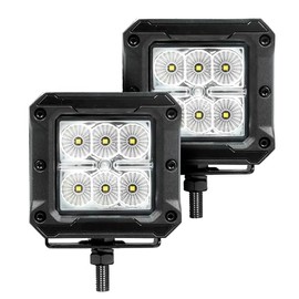 Go Rhino Xplor Lighting: Bright Series 3x3 LED Cube Flood Light Kit (Pair) | Surface Mount (Threaded Stud Mount) Aluminum, Black | 751803023FCS