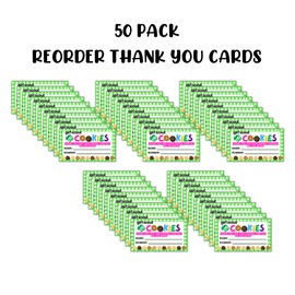 Scout Cookies Reorder Card | 50 pk 3.5x2” Thank You for Your Order Name Troop Number Leader Girl Cookie Box Label Tag Green Checkered