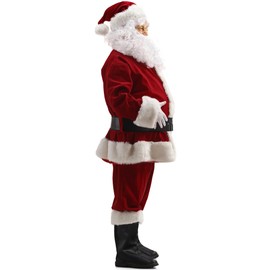 Ahititi Santa Claus Costume for Men Santa Suit Adults 11pcs Mens Deluxe Professional Christmas Clause Outfit Xmas Cosplay L