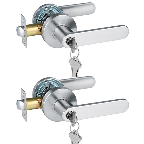 HISAFE (2Pack Keyed Entry Door Handle Heavy Duty Exterior Door
