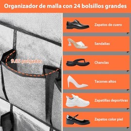 Organizador de Zapatos Colgado Sobre La Puerta, Organizador Colgante para Guardar Zapatos, con 24 Bolsillos Grand,4 Ganchos para Puertas,Capacidad 24 