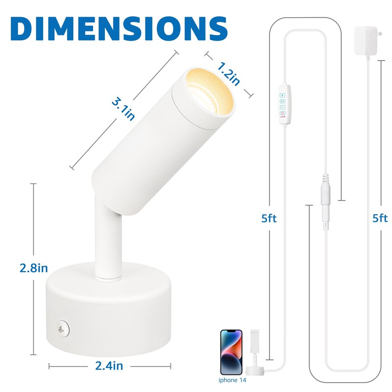 SUNVIE LED Spot Lights Indoor 3W Up Lights With Memory