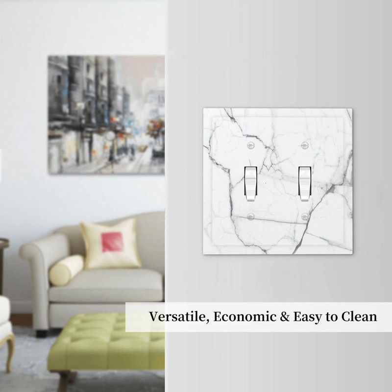 Lhdlnn White Marble Light Switch Cover Decorative Double Toggle Wall