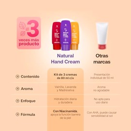 B Life | Kit de 3 cremas para manos con esencia de Madreselva, Lavanda y Vainilla | Natural Hand Cream Kit Mix.
