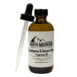 North Mountain Supply Premium Fragrance Oil - Eucalyptus & Desert Aloe - Use scents in Candles, Soaps, Perfumes, Bath Bombs, and More! - 4 Fluid Ounces Amber Glass Bottle with Dropper