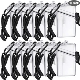 Waterproof ID Card Badge Holder Case Waterproof Sports Case Vertical Badge Holders with Lanyard and Keychain (10 Pack)