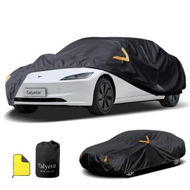 Car Cover Waterproof All Weather fit for Tesla Model 3,Heavy Duty Outdoor Cover with Driver Side Zipper & 3 Windproof Straps – Sun,Rain,Snow,Frost,Dust Resistant