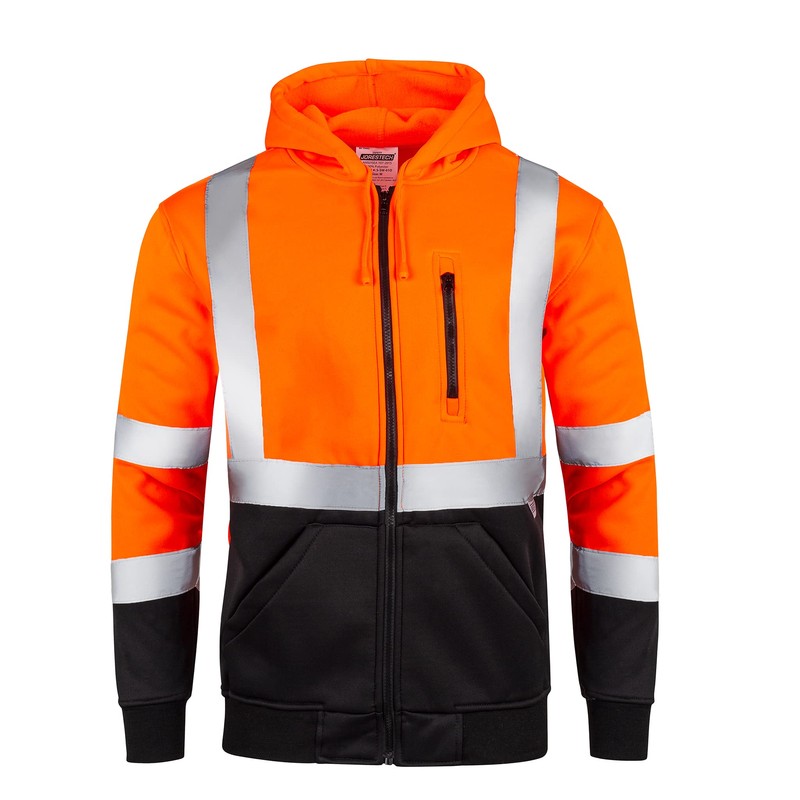 JORESTECH High Visibility Hoodie Full Zipper 100% Polyester ANSI Orange