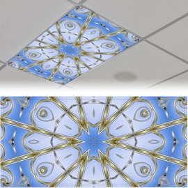 2 Pack Fluorescent Light Covers 4 X 2 Feet Mandela Magnetic Light Cover for Drop Ceiling, Fluorescent Ceiling Shade Filters for Office Classroom Home Hospital Decor