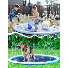 Kids Dog Splash Pad Sprinkler - Jasonwell Non Slip Dog Sprinkler Pad Splash Puppy Pool Summer Outdoor Water Toys Backyard Durable Splash Pad for Toddlers Kids Small Medium Large Dogs Pets