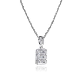 MiniJewelry E Letter Initial Silver Crystal Clear CZ Necklace Name Alphabet Personalize Jewellery Birthday Women Girlfriend Sister Wife