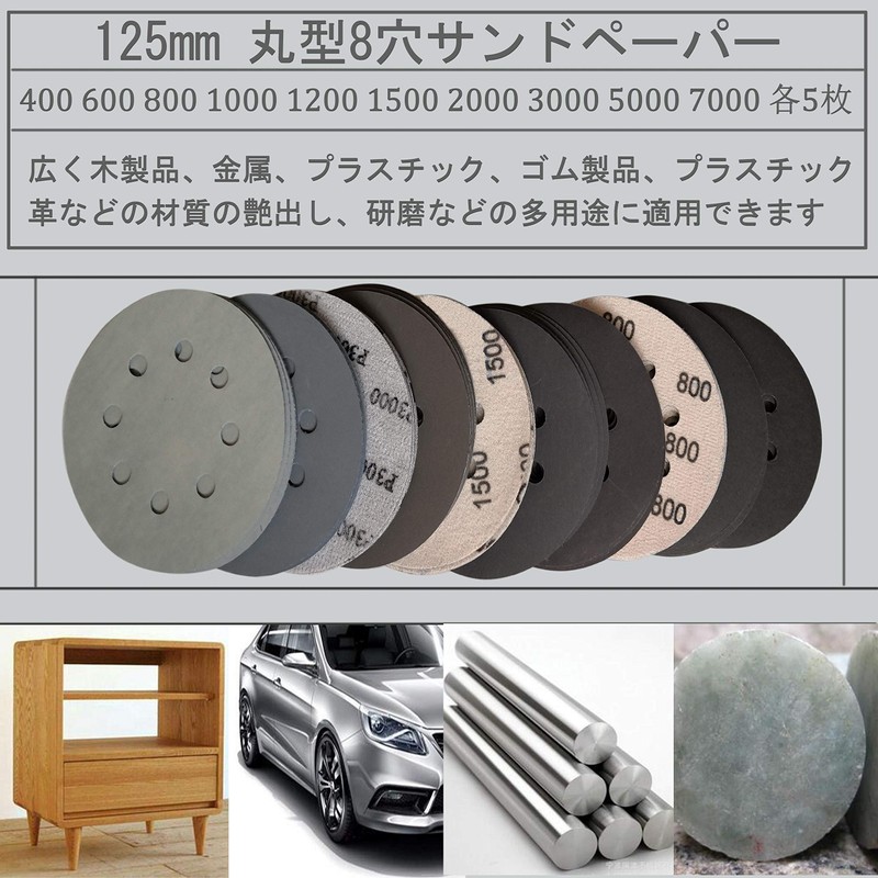 Aewio Heavy Duty Sandpaper #400 - #7000 Round 8-Hole Sandpaper