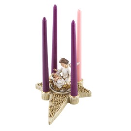 CBC Group Avalon Gallery - Sculpted Resin Advent and Christmas Candle Holder, 2-Piece, Angel Nativity Wreath