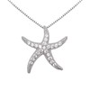 Hiqmic 925 Sterling Silver Chain Starfish Star shaped Zirconia Pendant