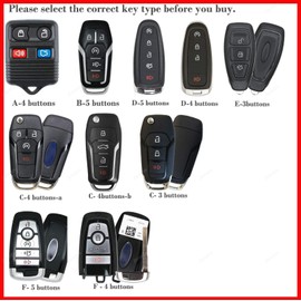 Carbon Silicone Key Fob Cover Protector for Flip Key Ford F150 F250 F350 F450 F550 Explorer Ranger Escape