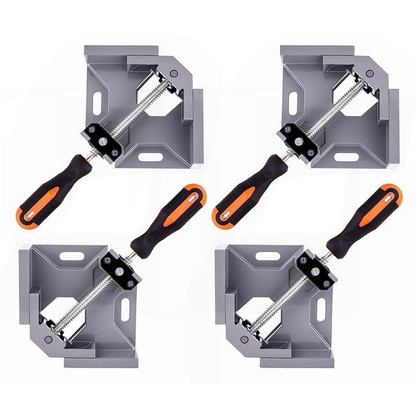 WYQYQ 4pcs Corner Clamp - Right Angle Clamp 90 Degree Wood Clamps For Woodworking, With Adjustable Swing Jaw Aluminum Alloy Frame Clamps, For Welding, DIY Woodworking.