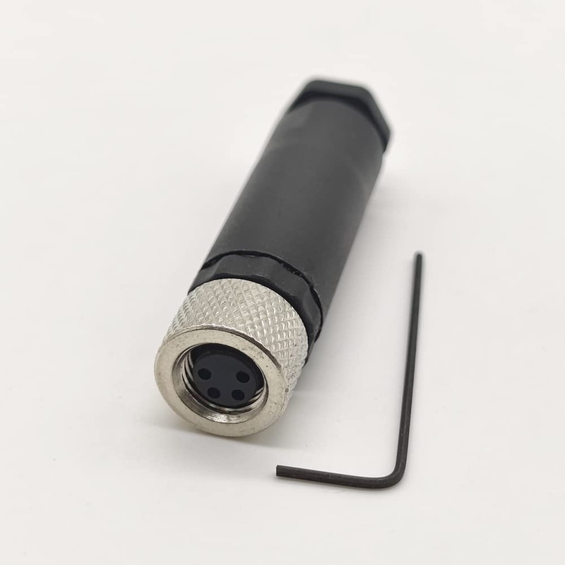 M8 Female Plug 4-Pin Industrial Round Plug IP67 A Code