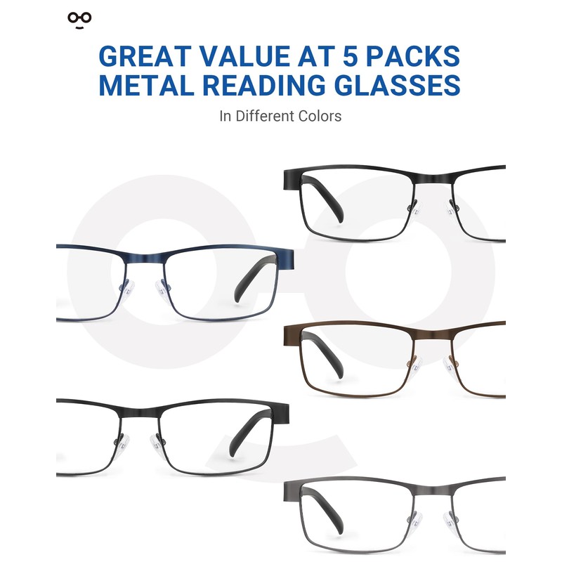 JOLISU 5PCS Reading Glasses Men - Blue Light Blocking Computer