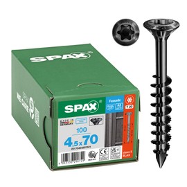SPAX Facade Screw, 4.5 x 70 mm, Pack of 100, Partially Threaded, Raised Countersunk Head, T-Star Plus T20, Cut Tip, Rustproof Stainless Steel A2 BLAX - 25170404507021