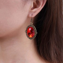 Inateannal Vintage Black Crystal Earrings Oval Onyx Earrings Large Onyx Stud Earrings Black Gemstone Hook Earrings Jewellery for Women and Girls, Zinc, No Gemstone