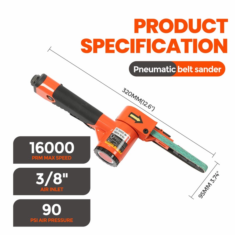 ABRAPRO 3/8"x 13" Air Belt Sander with 20Pcs Zirconia 40/60/80/120