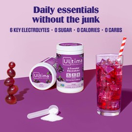 Ultima Replenisher Daily Electrolyte Powder Drink Mix – Sugar Free – Grape, 90 Servings – Hydration Powder with 6 Key Electrolytes and Trace Minerals – Keto Friendly, Vegan, Non-GMO