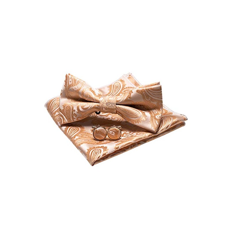 Jemygins Paisley Bow Tie, Men’s Pocket Handkerchief and Cufflinks Set