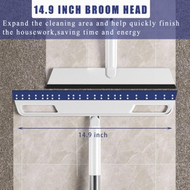 Multifunction Magic Broom, Extended Indoor Detachable,3-in-1 Sweeper Removing Dust Liquid Hair, Adjustable Floor Squeegee,Magic Broom as seen on tv(Blue)