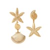 Gold Shell Starfish Dangle Earring Asymmetric Summer Earrings for Women